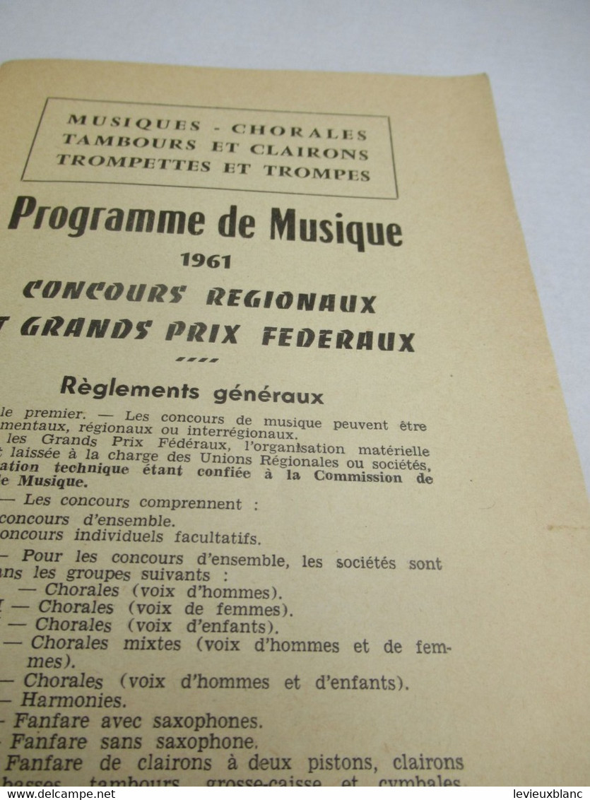 Fédération Sportive De France/Concours Régionaux & Grands Prix Fédéraux/1961     PROG317 - Programma's