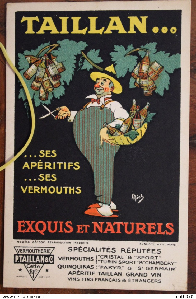 1920's CPA Ak Publicité Pub Illustrateur Taillan Apéritifs Vermouths Quinquina Voyagée Halles Paris - Autres & Non Classés