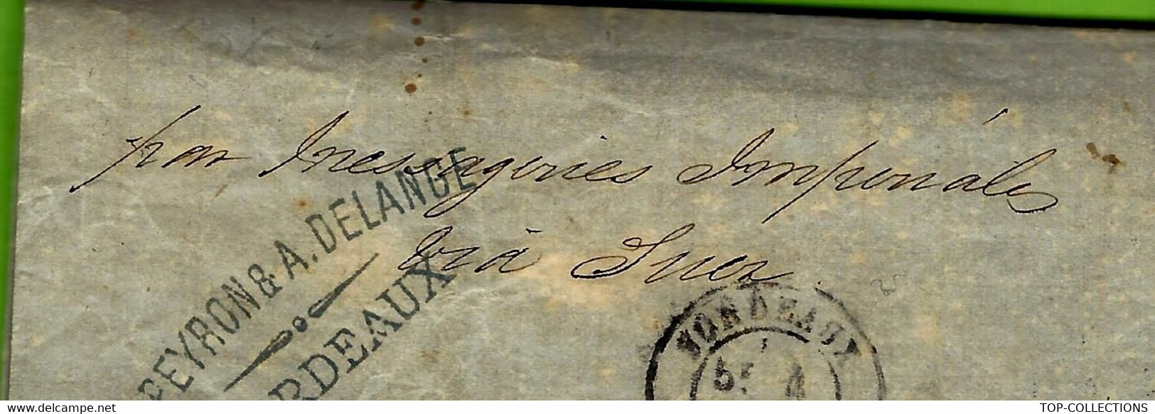 NAVIGATION COMMERCE COLONIAL GUERRE Prusse  1870  BORDEAUX   Port Louis Ile Maurice MAURITIUS  via Suez Messageries