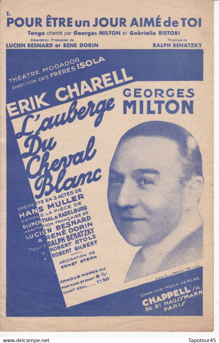 Pour être Un Jour Aimé De Toi 	Avec La Participation De :	Georges Milton  >	13/6/22	Partition Musicale - Zang (solo)