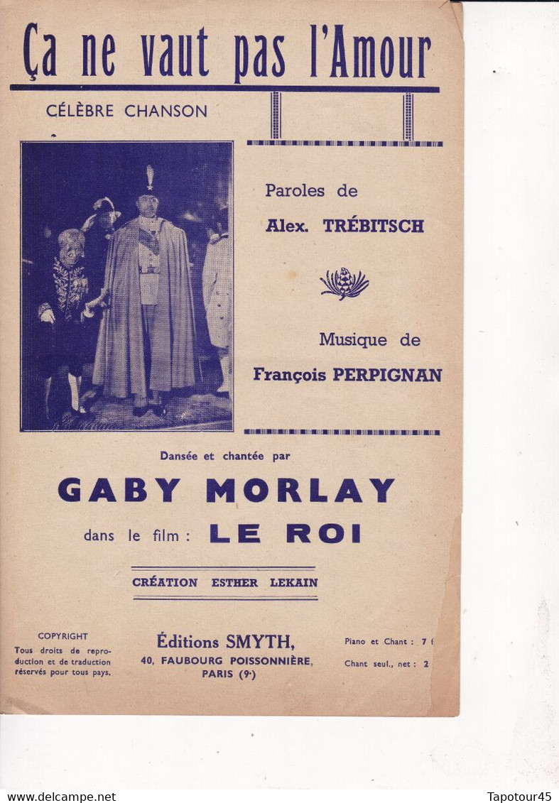 Çà Ne Vaut Pas L'Amour	Avec La Participation De :	Gaby Morlay  >	13/6/22	Partition Musicale - Gesang (solo)