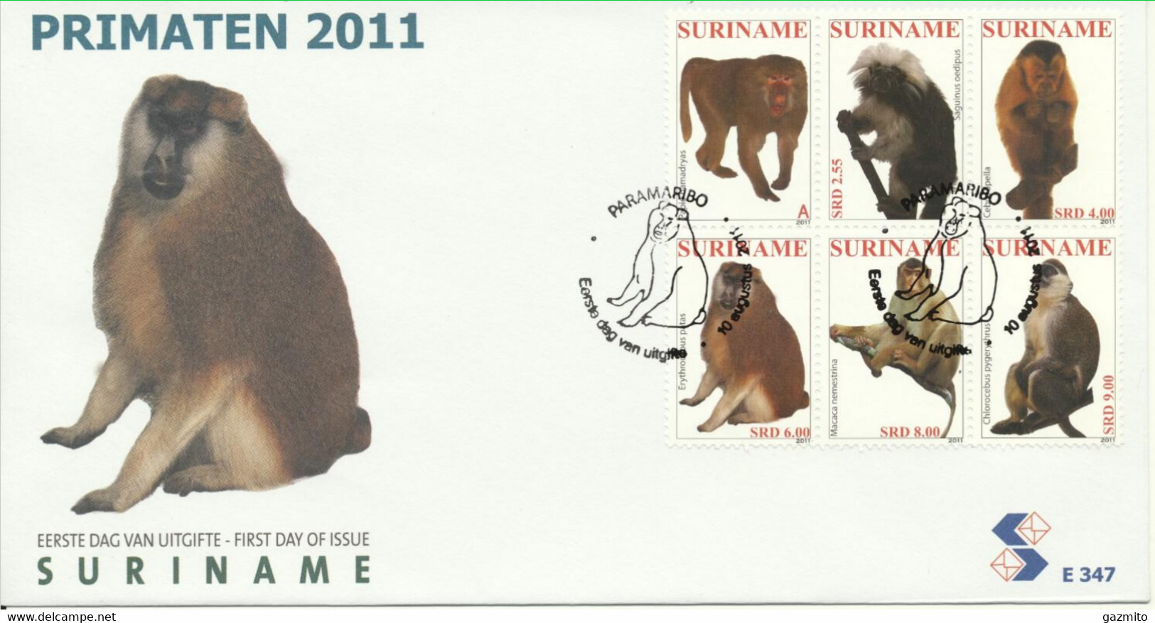 Suriname 2011, Monkeys, FDC - Chimpanzees