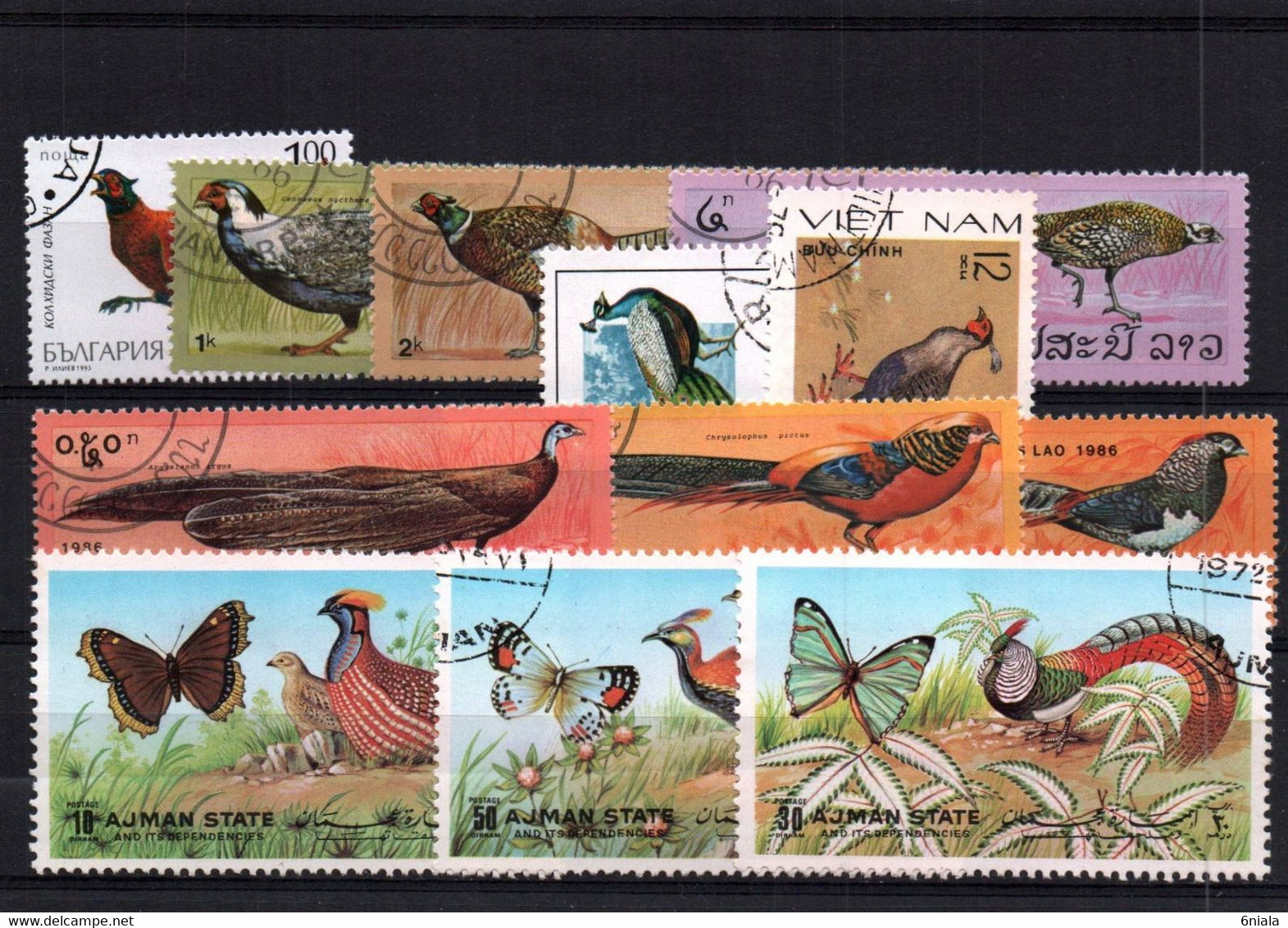 7635 Lot De  TIMBRES   FAISANS  FAISAN  PAPILLONS    Divers - Gallinacées & Faisans