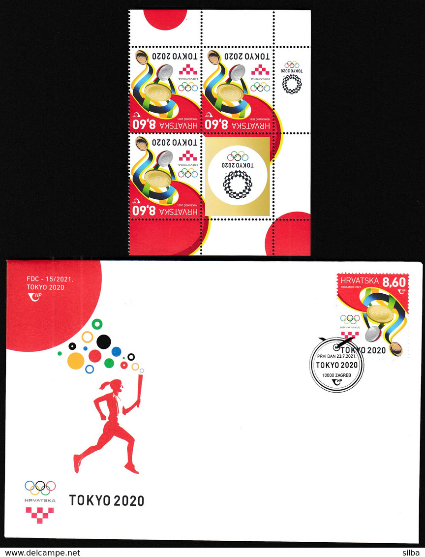 Croatia 2021 / Olympic Games Tokyo 2020 / Medals / MNH Stamps + Vignette + FDC - Eté 2020 : Tokyo