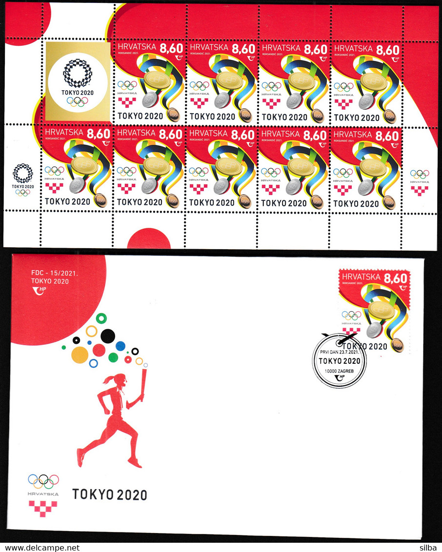 Croatia 2021 / Olympic Games Tokyo 2020 / Medals / MNH Stamps Sheet + FDC - Eté 2020 : Tokyo
