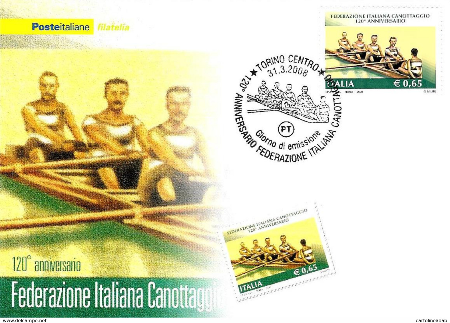 [MD6485] CPM - 120° Anniversario Federazione Italiana Canottaggio - CON ANNULLO - PERFETTA - Non Viaggiata - Rudersport
