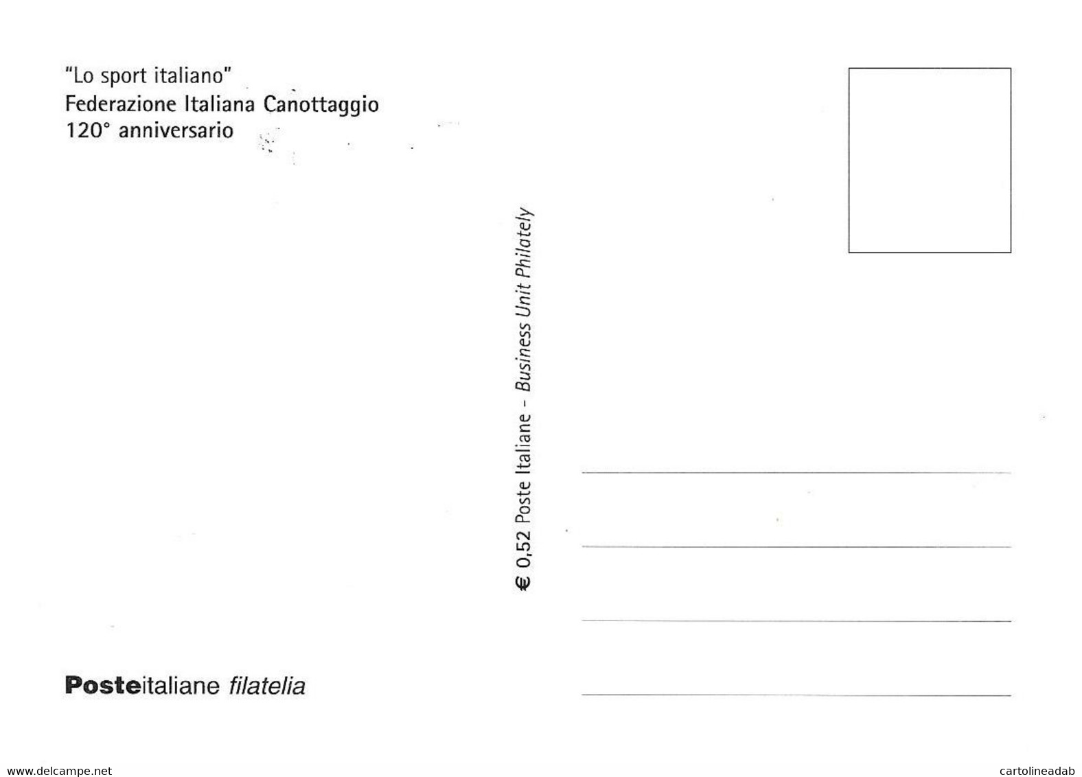 [MD6485] CPM - 120° Anniversario Federazione Italiana Canottaggio - CON ANNULLO - PERFETTA - Non Viaggiata - Roeisport