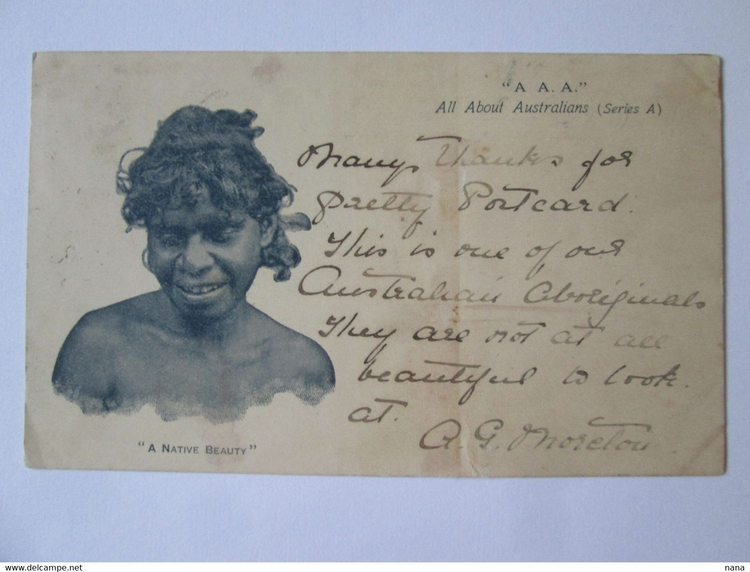 Australia Collection A A.A.- All About Australians(Series A):A Native Beauty Postcard Mailed 1903 Rare Stamps - Aborigènes