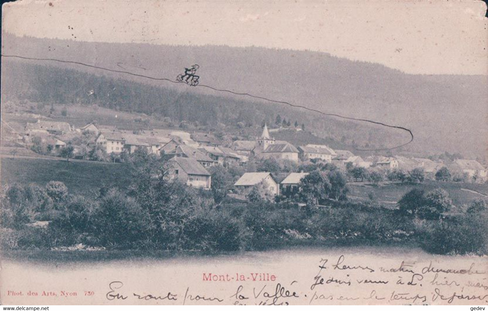 Mont La Ville VD, Vue Générale (730) Endommagée - Mont-la-Ville