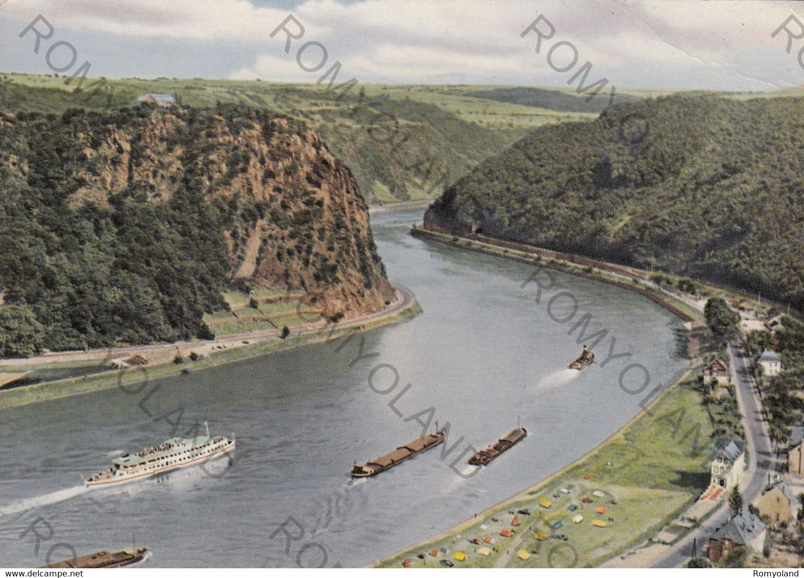 CARTOLINA  DIE LORELEY AM RHEIN,RHEINLAND-PFALZ,GERMANIA,VIAGGIATA 1957 - Rhein-Hunsrück-Kreis