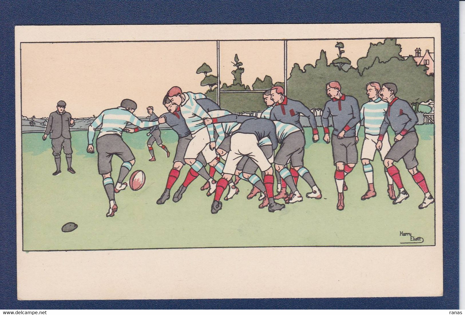 CPA Rugby Par Harry Eliott Illustrateur Art Nouveau Non Circulé - Rugby