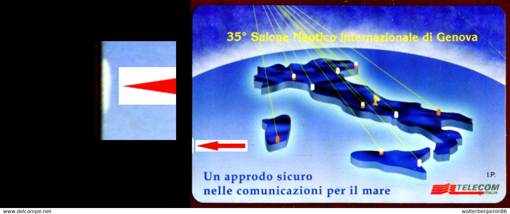 G 463 C&C 2513 SCHEDA TELEFONICA NUOVA 35° SALONE NAUTICO VARIANTE MACCHIA BIANCA - [3] Erreurs & Variétées