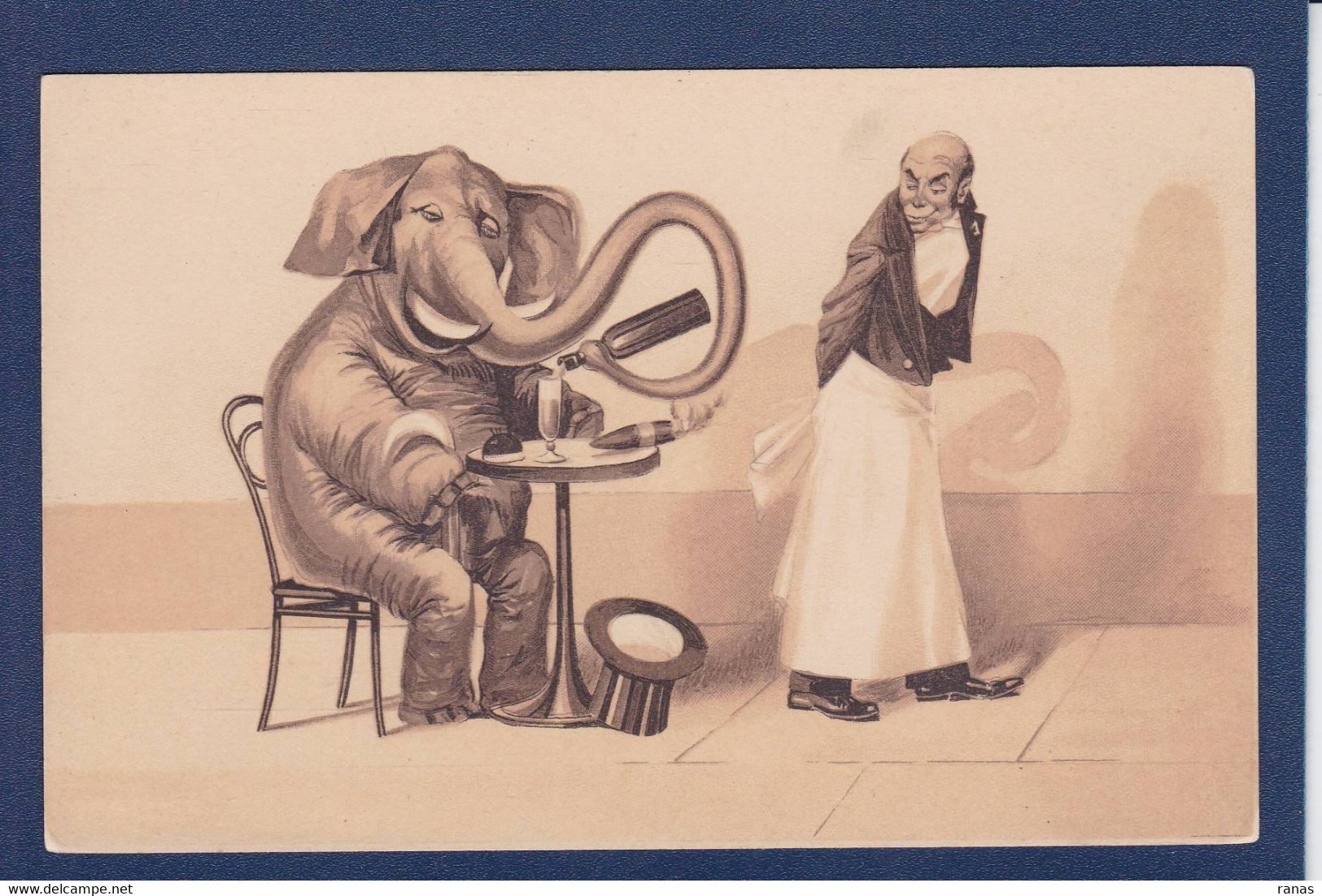 CPA éléphant Non Circulé Position Humaine Alcool - Éléphants