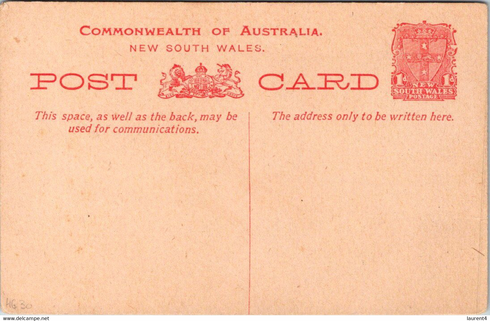 (1 G 40) New South Wales - Australia (very Early Un-written Pre-paid Postcard) - Autres & Non Classés