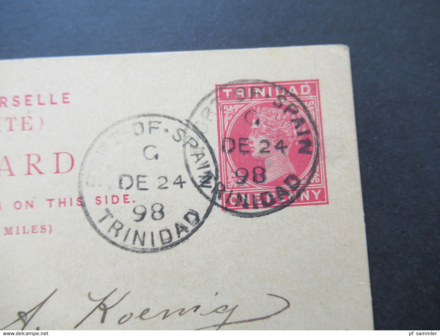 GB Kolonie Trinidad (Trinidad & Tobago) 24.12.1898 Weihnachten Stempel Port Of Spain In Die USA Gesendet - Trinité & Tobago (...-1961)