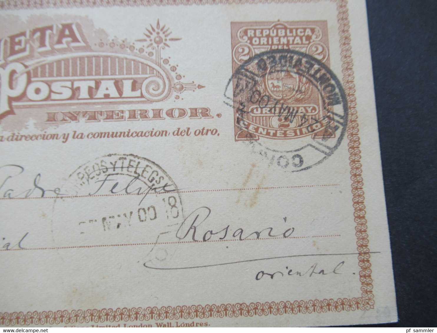 1900 Republica Oriental Del Uruguay Weltpostverein Union Postal Universelle Ganzsache Nach Rosario Oriental - Uruguay