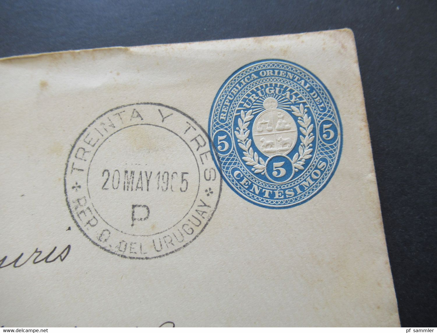 1905 Republica Oriental Del Uruguay Ganzsachen Umschlag Mit Stempel Treinta Y Tres P Nach Montevideo - Uruguay