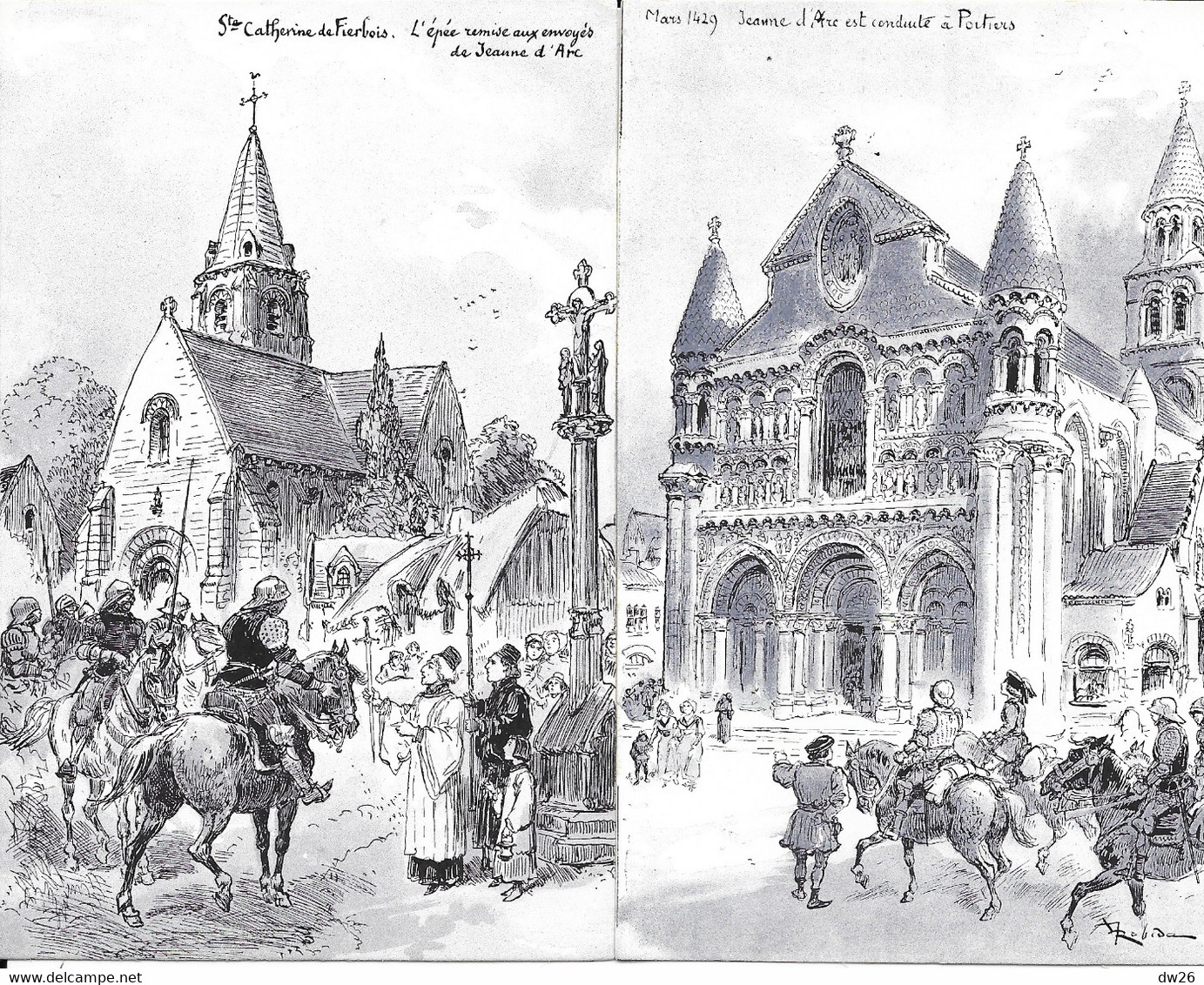 Lot De 12 Cartes - Illustration A. Robida - Jeanne D'Arc, Série B. Complète Dans Pochette - Chinon - Robida