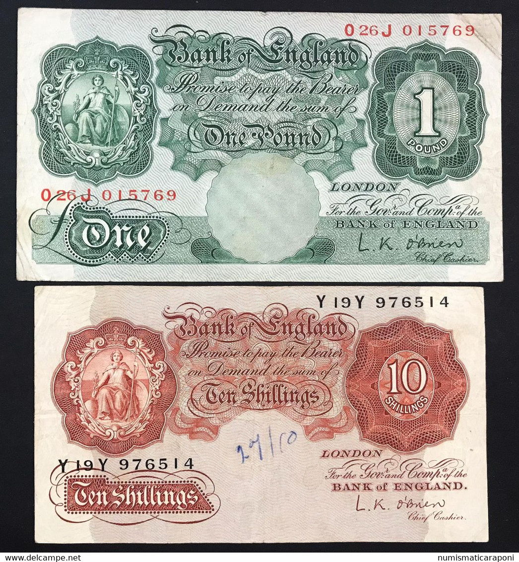 GRAN BRETAGNA Great Britain 10 Shillings + 1 Pound L. K. O'Brien   LOTTO 3931 - 1 Pond