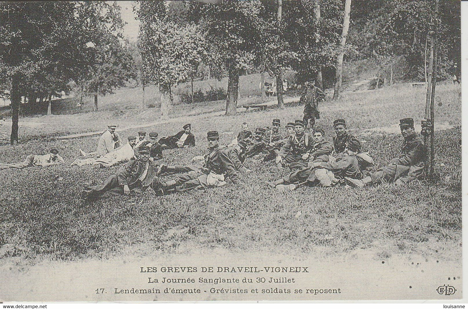 LES GRÈVES  DE DRAVEIL - VIGNEUX  ( 91 ) APRÈS  LA  JOURNÉE  SANGLANTE   REPOS -  C P A  REPRO  ( 22 / 6 / 112 - Streiks