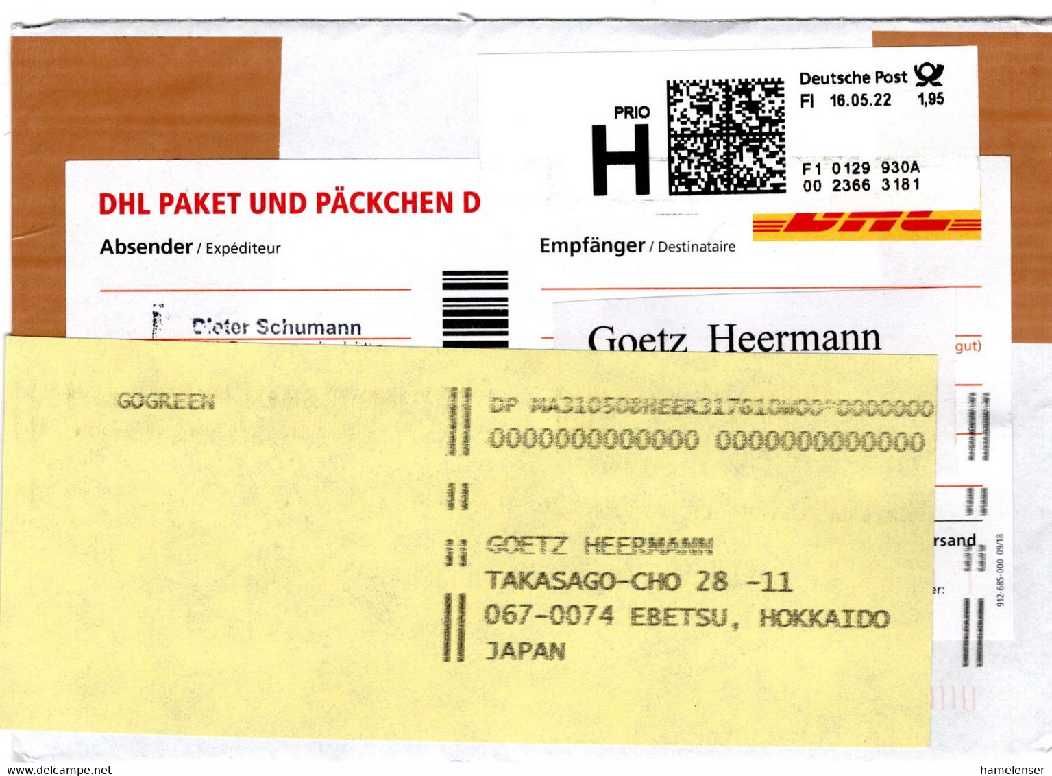 59559 - Bund - 2022 - €1.95 Schalterfreistpl A PrioBf -> Hameln, Nachges. -> Japan - Lettres & Documents