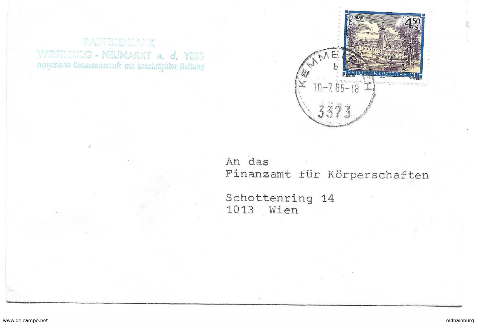 2074m: Heimatsammler Wieselburg, Raiffeisenbank, Beleg Aus 1985 - Scheibbs