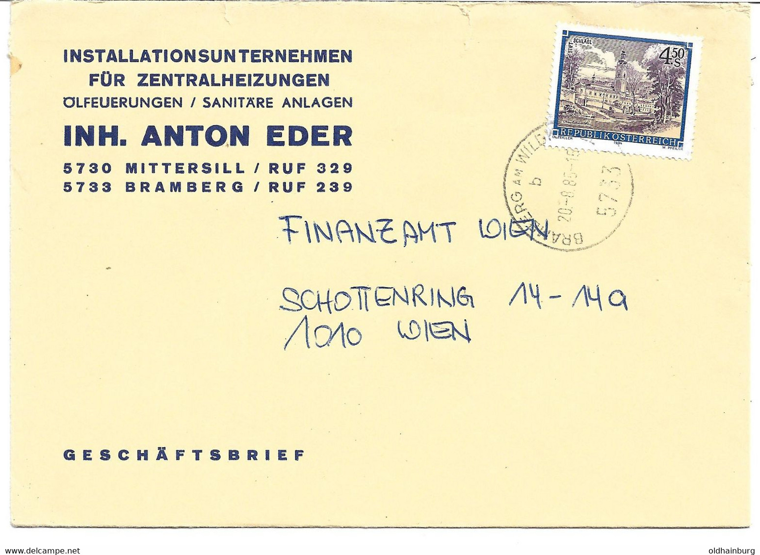 2074h: Österreich 1985, Firmenkuvert Heizungsunternehmen Eder Mittersill- Bramberg - Mittersill