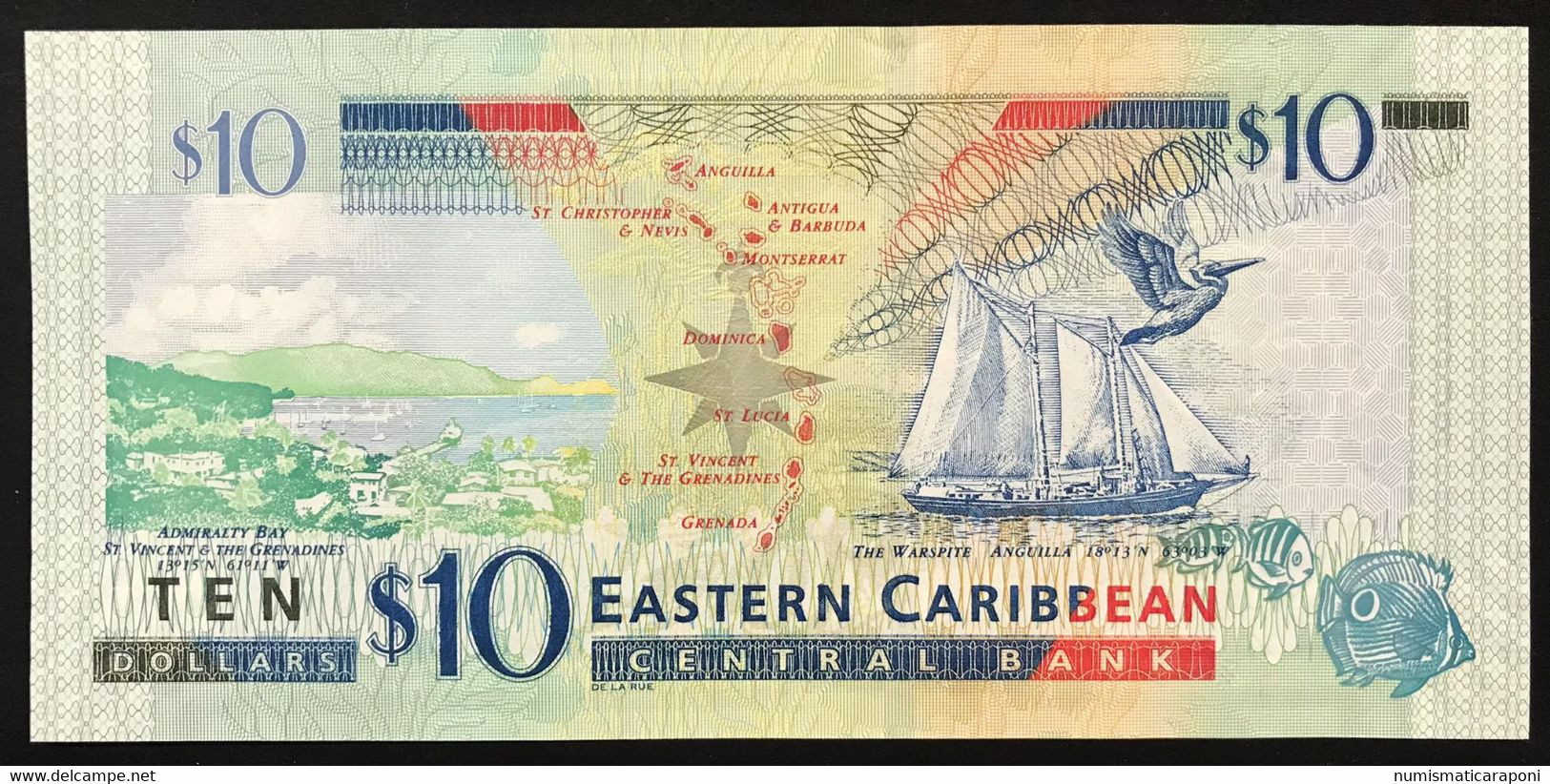 East Caribbean 10 DOLLARI Pick#52 2012 Queen Elizabeth IIà Q.fds LOTTO 3934 - Oostelijke Caraïben