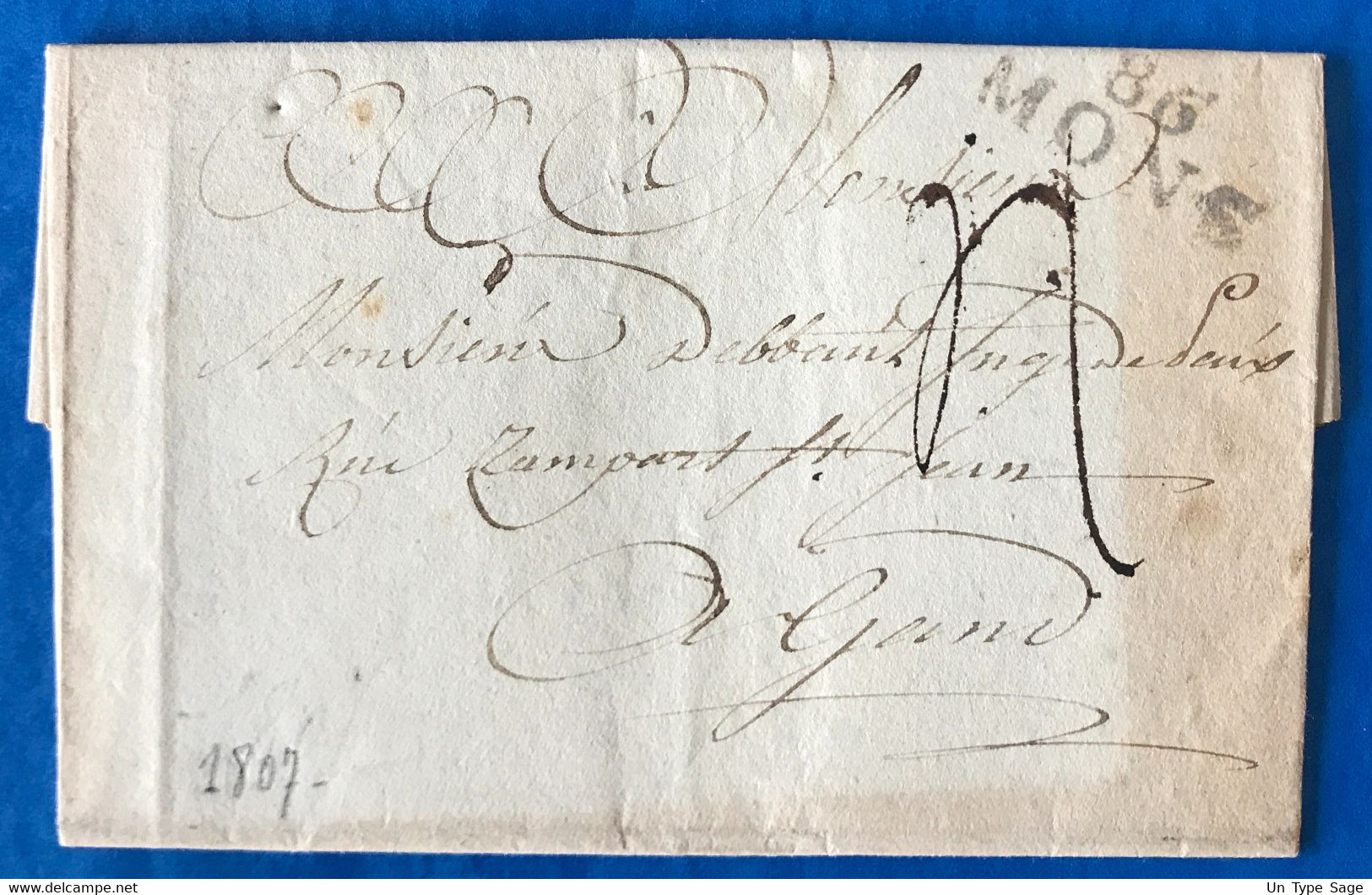 Belgique, Griffe 86 MONS Sur Lettre 30.3.1807 - (A137) - 1794-1814 (Période Française)