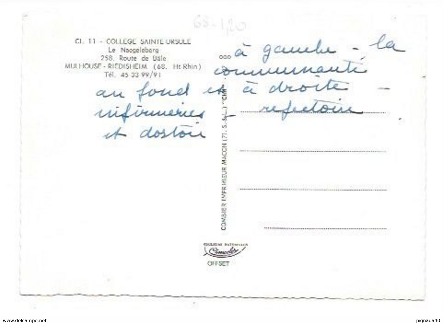 Cpsm, 68, Mulhouse-Riedisheim, Collège Sainte-Ursule,  2 Scannes, Belle Carte, Dos écrit, Explication Des Lieux - Mulhouse