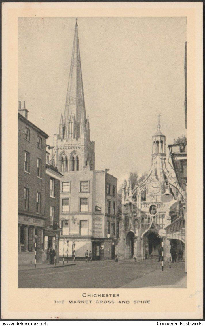 The Market Cross And Spire, Chichester, Sussex, C.1940 - Tuck's Postcard - Chichester