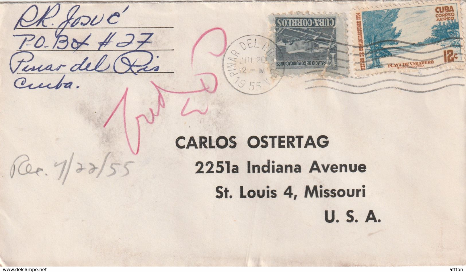 Cuba 1955 Cover Mailed - Cartas & Documentos