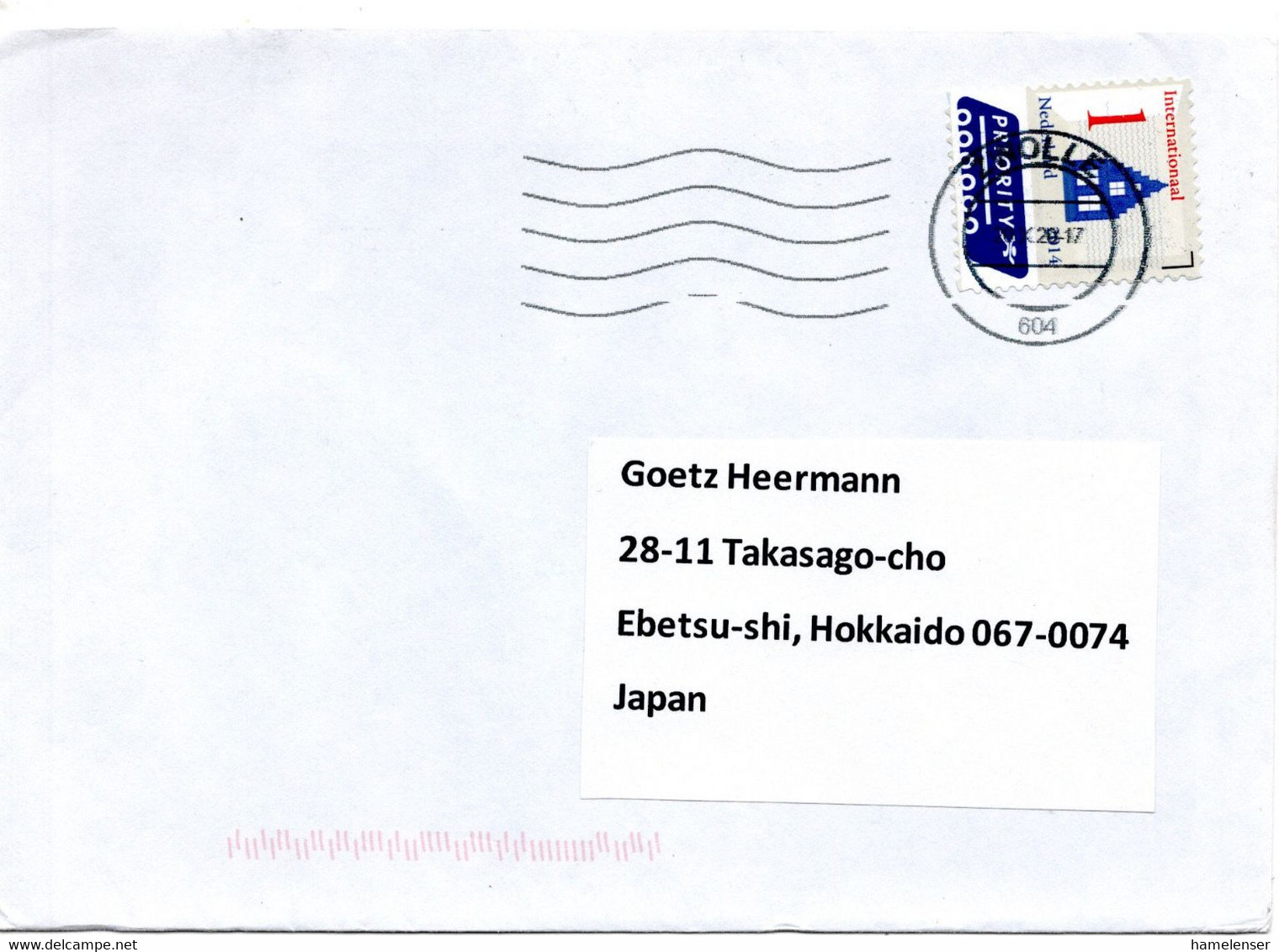 59586 - Niederlande - 2020 - "1" Haus '14 EF A Bf ZWOLLE -> Japan - Cartas