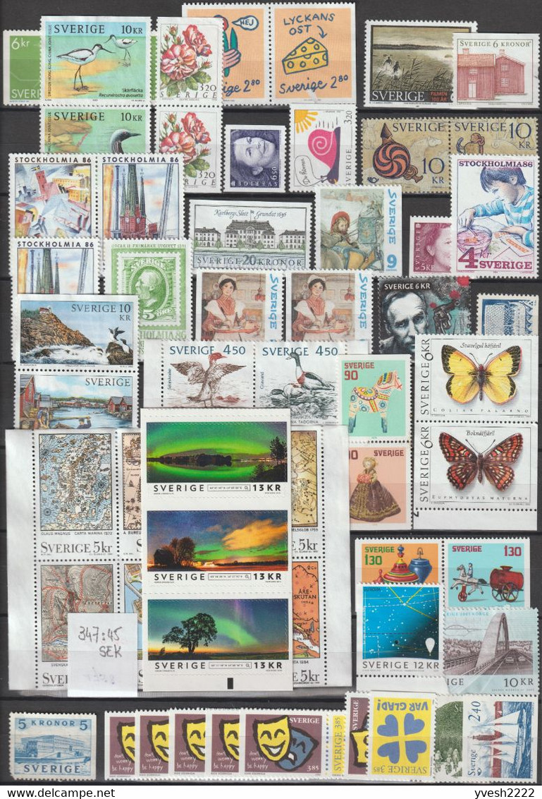 Suède, Timbres Pour Courrier. 347 SEK + 43 BREV + 9 Julpost + 3 Privatpost. Frankeringsfrimärken - Collections