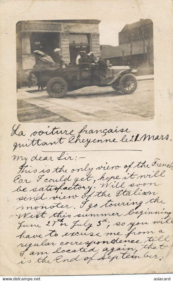 Real Photo Cheyenne The French Car Leaving In Front Of The Telephone Company March 21 1908 - Cheyenne