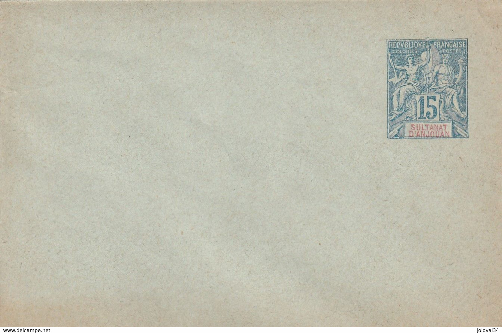 ANJOUAN - Entier Postal Type Sage 15 C Bleu  - Neuf - Enveloppe Format 11,5 X 7,5 Cm - Rabat Non Collé - Briefe U. Dokumente