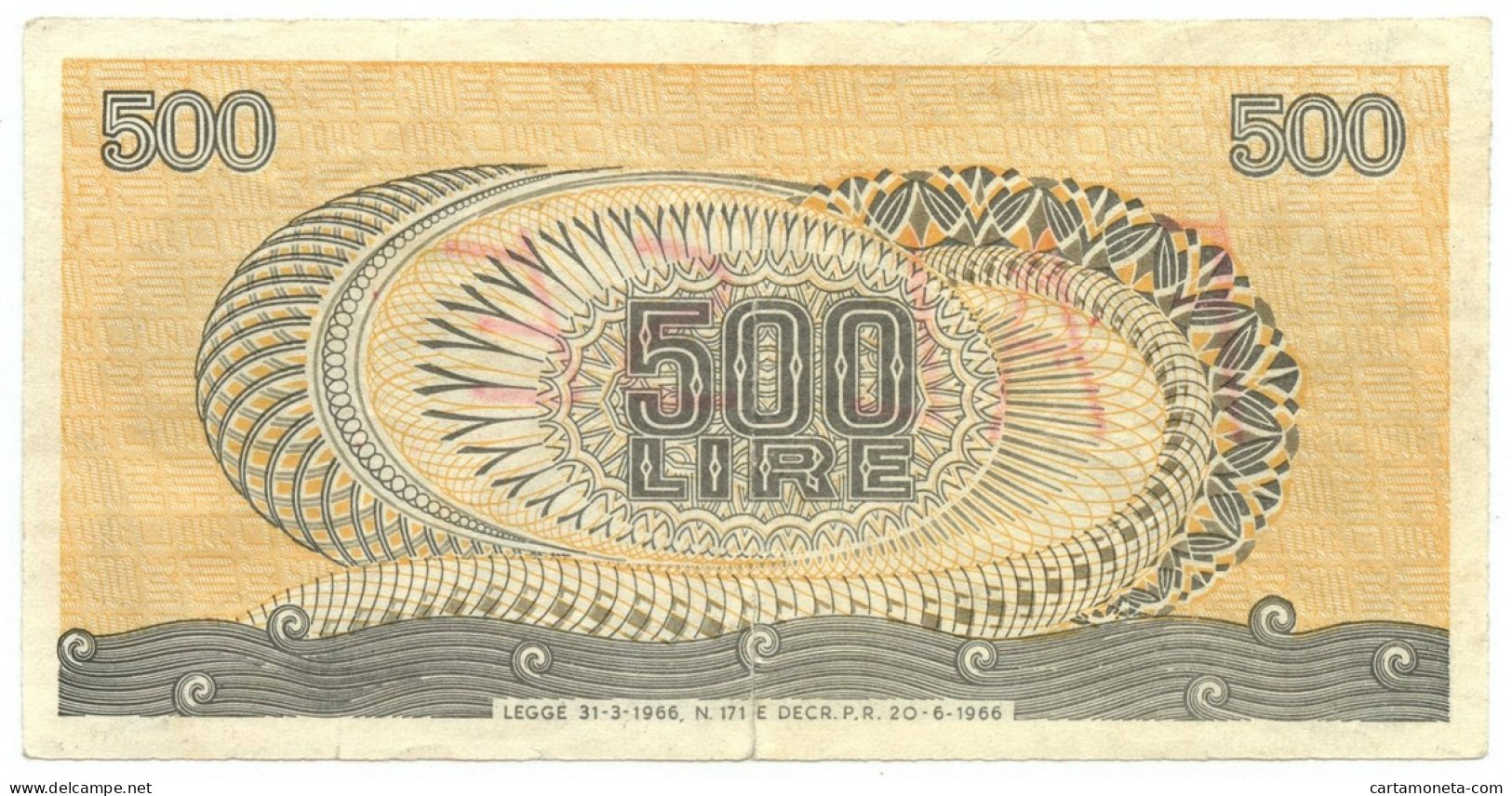 500 LIRE FALSO D'EPOCA BIGLIETTO DI STATO ARETUSA 20/06/1966 BB- - [ 8] Vals En Specimen