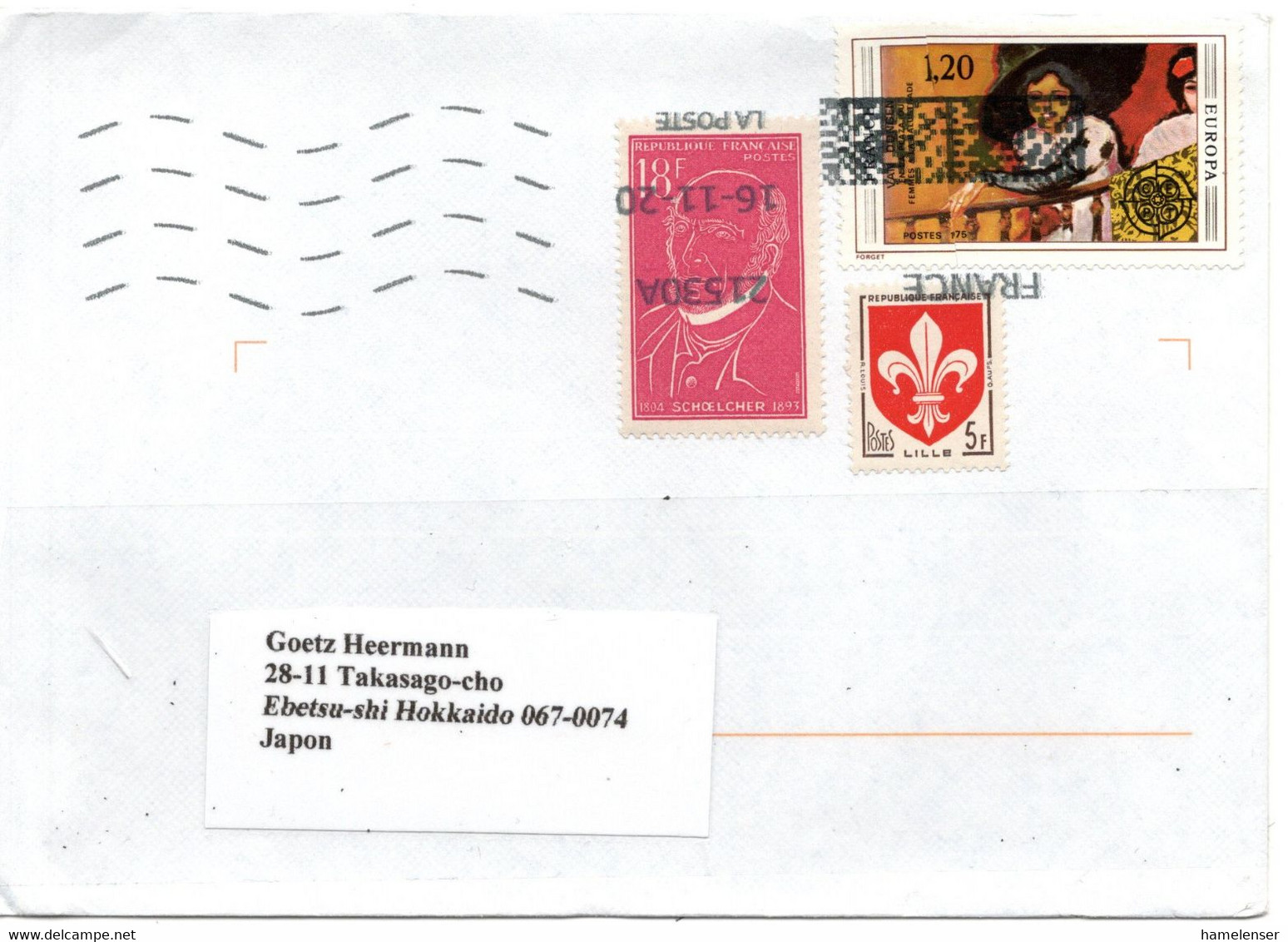 59594 - Frankreich - 2020 - 1,20 F CEPT '75 MiF A Bf 21530A -> Japan - Cartas & Documentos