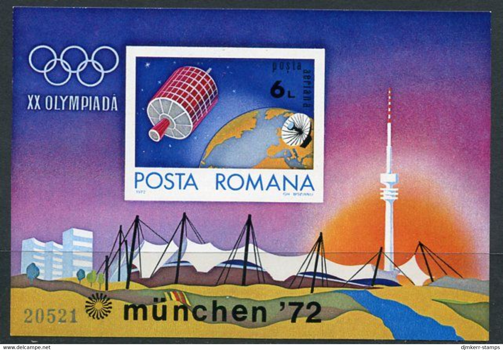 ROMANIA 1972 Olympic Games, Munich Imperforate Block MNH / **.  Michel Block 98 - Blocks & Sheetlets