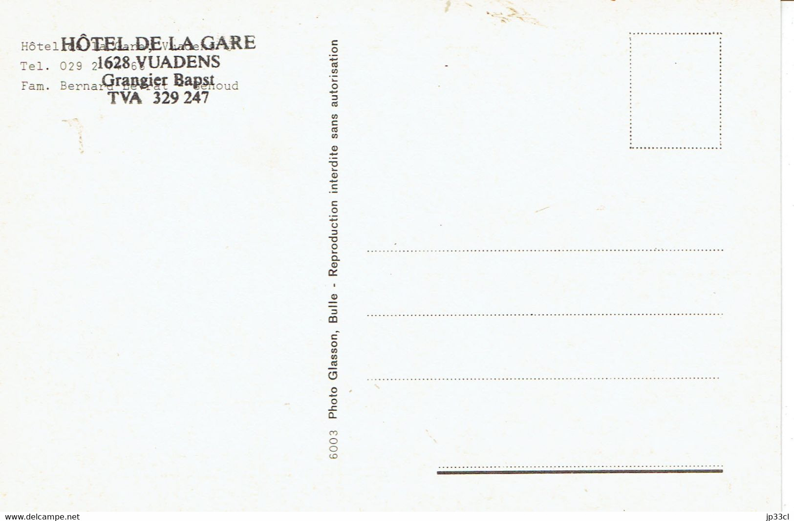 CP Multivues De L'intérieur De L'Hôtel De La Gare, CH-1628 Vuadens (Grangier Bapst - N'a Pas Circulé - Vers 1995) - Vuadens