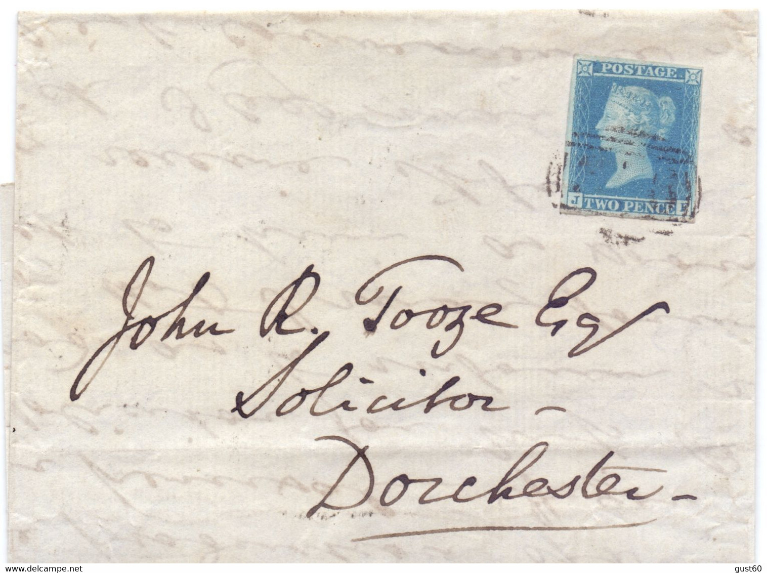 Great Britain 1841  S.G. 13  2d BLUE On Small Nice Letter  4 Good Margins  Letters J-F - Gebruikt