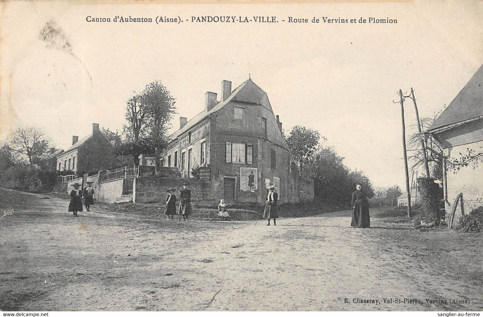 CPA 02 CANTON D'AUBENTON PANDOUZY LA VILLE ROUTE DE VERVINS ET DE PLOMION (cliché Rare - Sonstige & Ohne Zuordnung