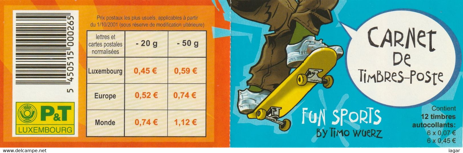 LUXEMBOURG 2002 - 'FUNSPORT', AUTOADHESIVE BOOKLET - Booklets