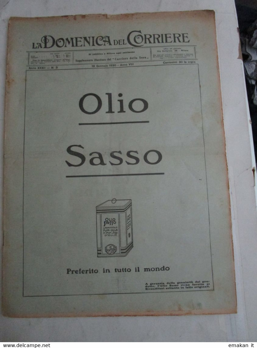 # DOMENICA DEL CORRIERE N 3 / 1930 BATTUTA DI CACCIA CASTEL PONZIANO /NOBILI RUSSI A BERLINO / PERUGINA - Premières éditions