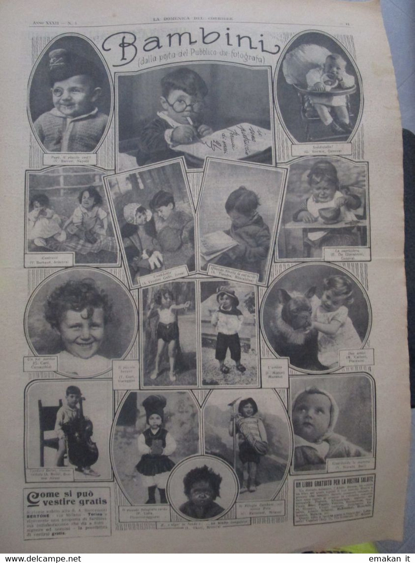 # DOMENICA DEL CORRIERE N 4 / 1930 RADICOFANI / SPAMINATO CATANIA / STABILIMENTO OGNINA (CT) / BAMBINI /  PERUGINA - Premières éditions