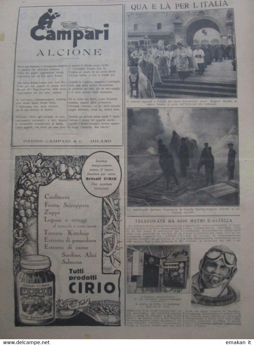 # DOMENICA DEL CORRIERE N 4 / 1930 RADICOFANI / SPAMINATO CATANIA / STABILIMENTO OGNINA (CT) / BAMBINI /  PERUGINA