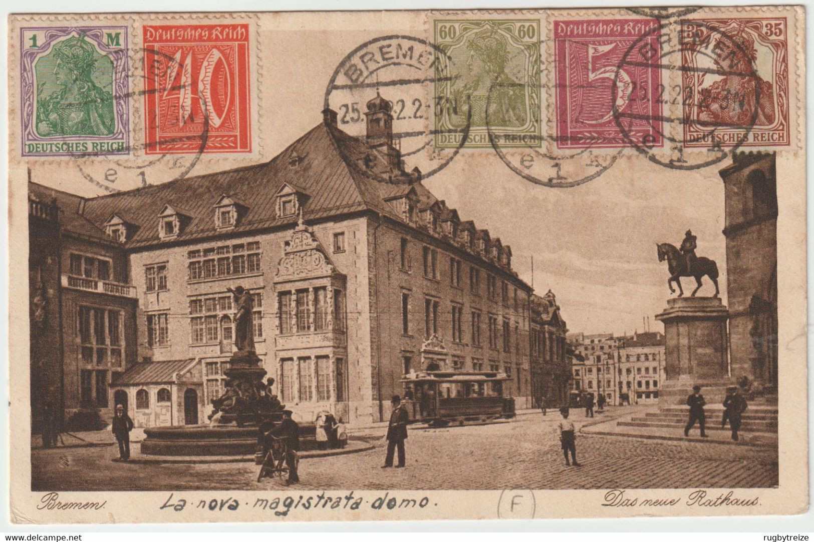 5401 Vignette ESPERANTO Bremen 1922 La Nova Magistrata Domo Das Neue Rathaus Borgerhout Anvers - Esperanto