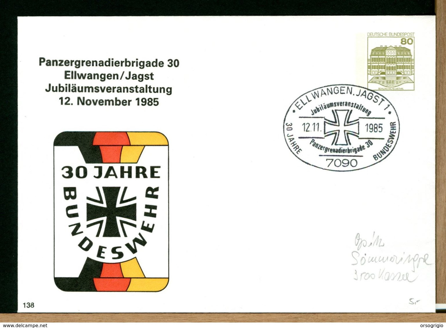 DEUTSCHE - BUNDESWEHR - 1985  ELLWANGEN JAGST - PANZERGRENADIERBRIGADE - Privé Briefomslagen - Ongebruikt
