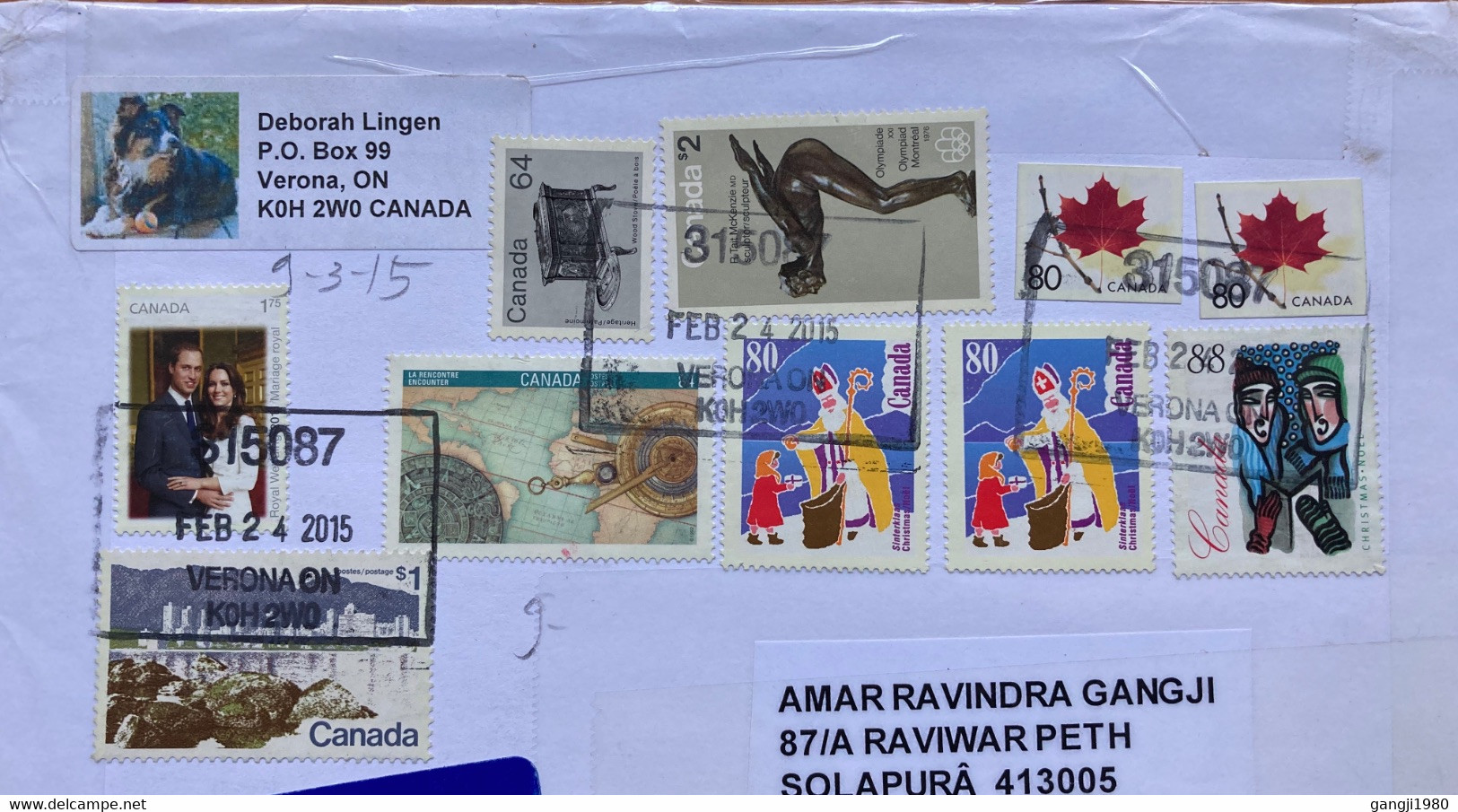 CANADA 2015, HIGH F.V.2 $,1$, OLYMPIC VIEW OF ,NATURE, CHRISTMAS,ROYAL WEDDING COUPLE,LEAF ,VINTAGE ITEMS,10 STAMPS COVE - Lettres & Documents