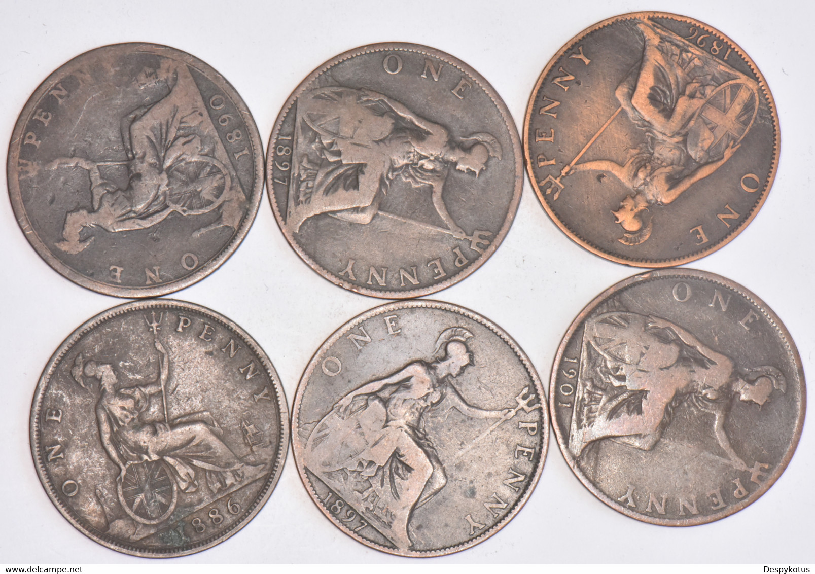 Grande-Bretagne - Lot De 6 Pence Reine Victoria - 1886-1901 - 05-079L2 - D. 1 Penny